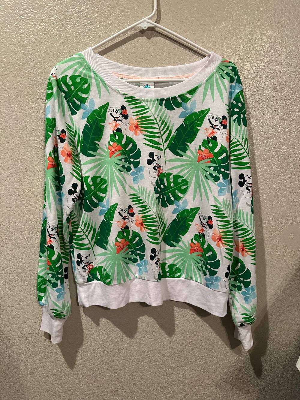 NWT Disney Minnie Mouse Tropical Floral Lightweight Sweatshirt S